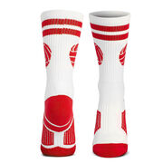 Volleyball Woven Mid-Calf Socks - Ball (White/Red)