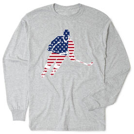 Hockey Tshirt Long Sleeve - Hockey Stars and Stripes Player