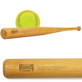 Engraved Mini Softball Bat - Logo With Text