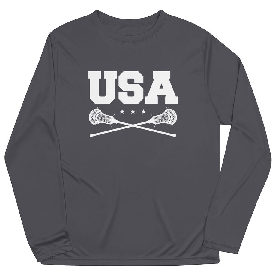 Guys Lacrosse Long Sleeve Performance Tee - USA