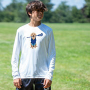 Guys Lacrosse Long Sleeve Performance Tee - Laxer the Lacrosse Dog
