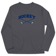 Hockey Long Sleeve Performance Tee - Hockey Crossed Sticks Logo