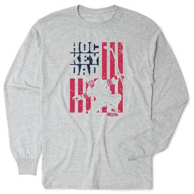 Hockey Tshirt Long Sleeve - Hockey Dad American Flag