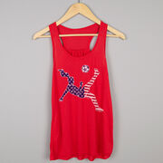 Soccer Flowy Racerback Tank Top - Girls Soccer Stars and Stripes Player