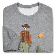 Guys Lacrosse Crewneck Sweatshirt - Slingin Heat In The High Noon