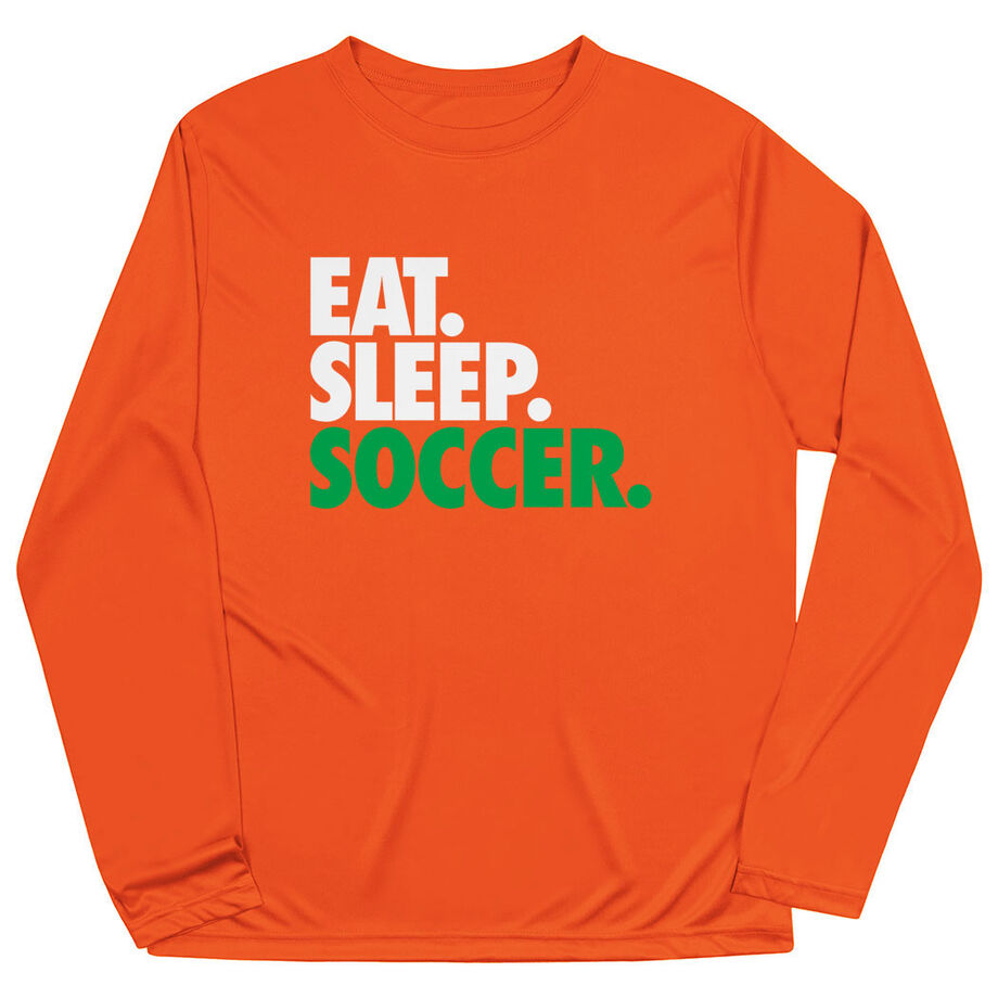 Soccer Long Sleeve Performance Tee - Eat. Sleep. Soccer. - Personalization Image