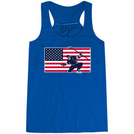 Hockey Flowy Racerback Tank Top - Patriotic Hockey