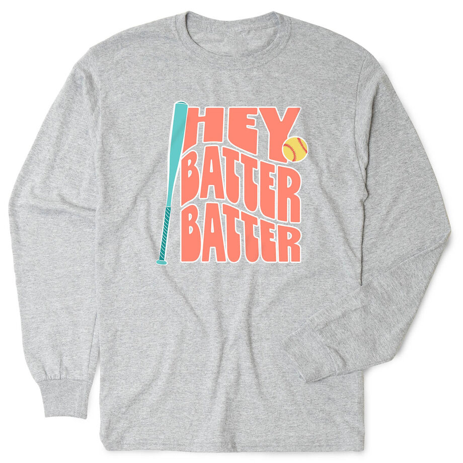Softball Tshirt Long Sleeve - Hey Batter Batter