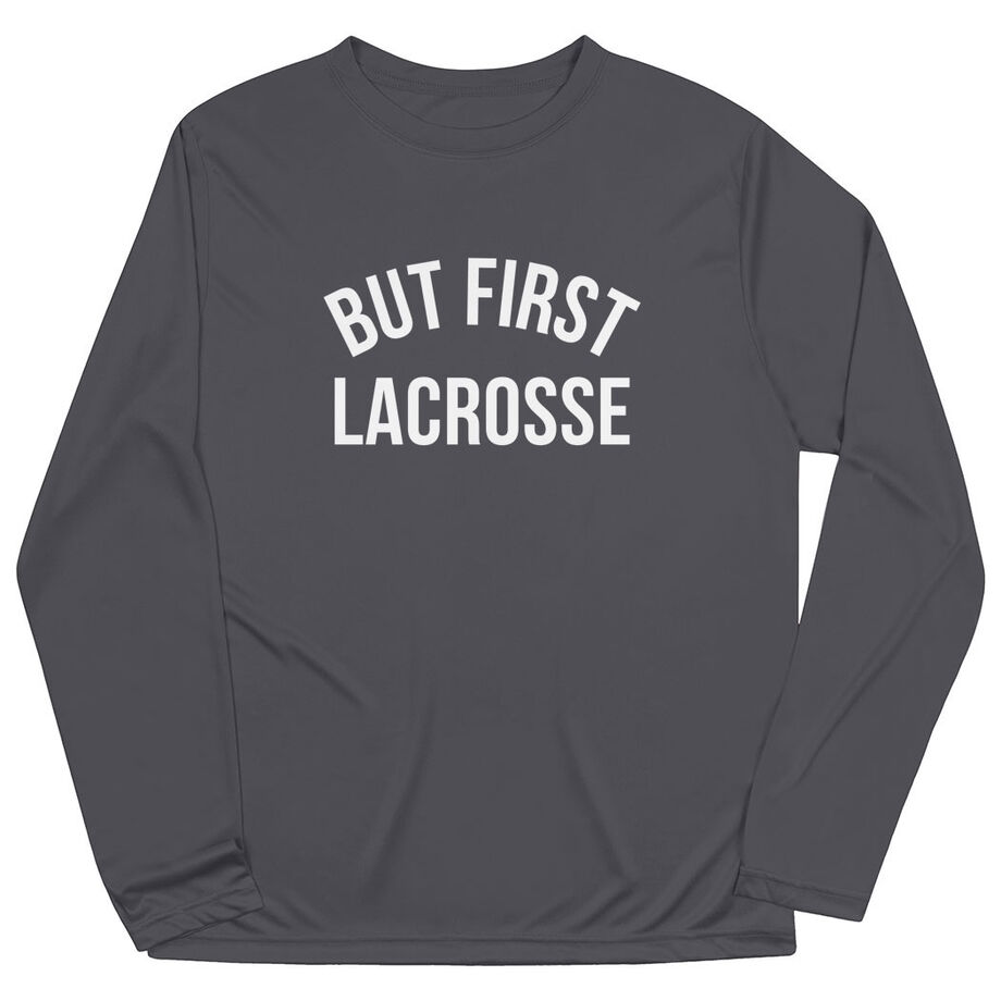 Lacrosse Long Sleeve Performance Tee - But First Lacrosse - Personalization Image