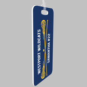 Girls Lacrosse Bag/Luggage Tag - Personalized Text with Crossed Sticks