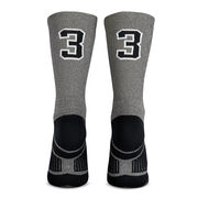 Team Number Woven Mid-Calf Socks - Gray/Black
