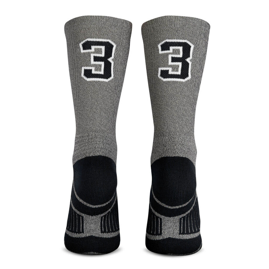 Team Number Woven Mid-Calf Socks - Gray/Black