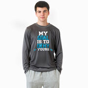 Hockey Long Sleeve Performance Tee - My Goal Is To Deny Yours Hockey (Blue/Black)