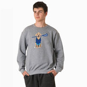 Guys Lacrosse Crewneck Sweatshirt - Laxer the Lacrosse Dog