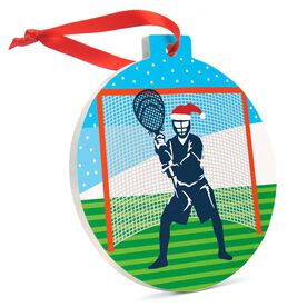 Lacrosse Round Ceramic Ornament - Santa Goalie