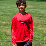 Guys Lacrosse Long Sleeve Performance Tee - Max The Lax Dog