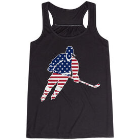 Hockey Flowy Racerback Tank Top - Hockey Stars and Stripes Player