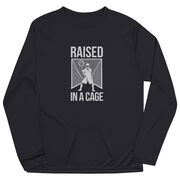 Guys Lacrosse Long Sleeve Performance Tee - Raised In a Cage