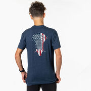 Guys Lacrosse Short Sleeve T-Shirt - Patriotic Stick (Back Design)