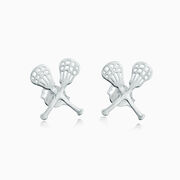 Livia Collection Sterling Silver Crossed Lacrosse Sticks Post Earrings