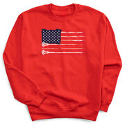 Guys Lacrosse Crewneck Sweatshirt - American Flag
