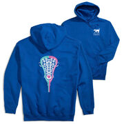 Girls Lacrosse Hooded Sweatshirt - Lacrosse Stick Heart (Back Design)