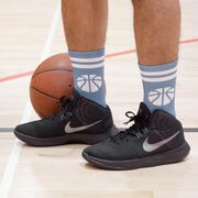 Basketball Woven Mid-Calf Socks - Ball (Carolina Blue/White)