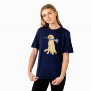 Girls Lacrosse Short Sleeve Performance Tee - Chase The Lax Dog