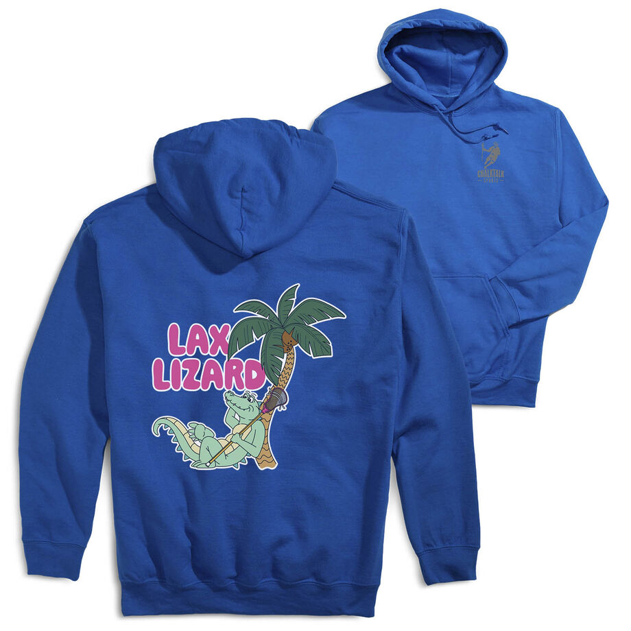 Guys Lacrosse Hooded Sweatshirt - Lax Lizard (Back Design)