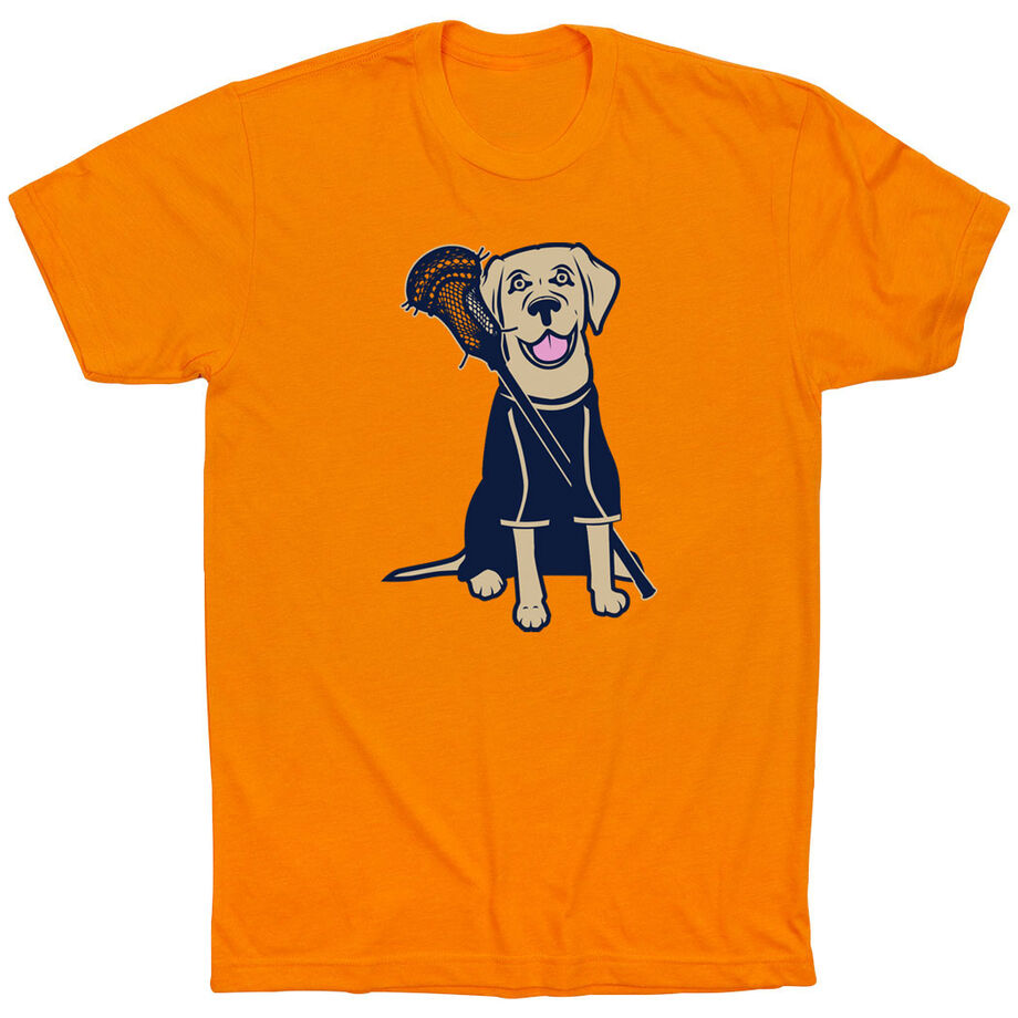 Guys Lacrosse Short Sleeve T-Shirt - Riley The Lacrosse Dog - Personalization Image