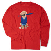 Baseball Tshirt Long Sleeve - Dinger the Baseball Dog