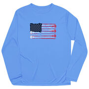 Guys Lacrosse Long Sleeve Performance Tee - American Flag