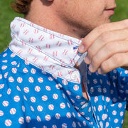 Baseball Performance Short Sleeve Button Down Shirt - Pop Fly