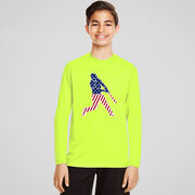 Baseball Long Sleeve Performance Tee - Baseball Stars and Stripes Player
