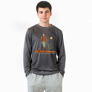 Guys Lacrosse Long Sleeve Performance Tee - Slingin Heat In The High Noon