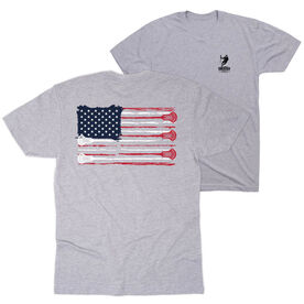 Guys Lacrosse Short Sleeve T-Shirt - American Flag (Back Design)