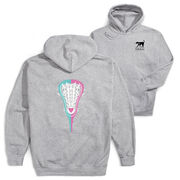 Girls Lacrosse Hooded Sweatshirt - Lacrosse Stick Heart (Back Design)