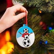 Soccer Round Ceramic Ornament -Soccer Snowman