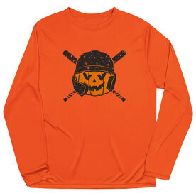 Baseball Long Sleeve Performance Tee - Helmet Pumpkin