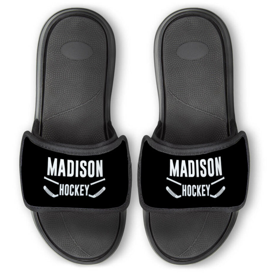 Hockey Repwell&reg; Slide Sandals - Personalized Team Name with Sticks