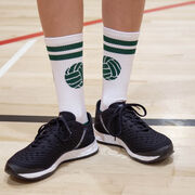 Volleyball Woven Mid-Calf Socks - Ball (White/Green)