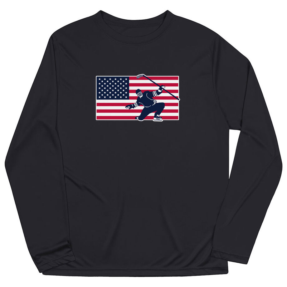Hockey Long Sleeve Performance Tee - Patriotic Hockey