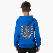 Guys Lacrosse Hooded Sweatshirt - Play Hard, Chill Easy (Back Design)
