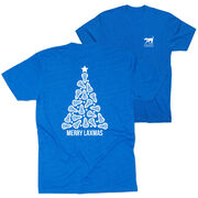 Girls Lacrosse Short Sleeve T-Shirt - Merry Laxmas Tree (Back Design) 