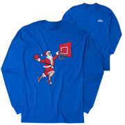 Basketball Tshirt Long Sleeve - Slam Dunk Santa (Back Design)