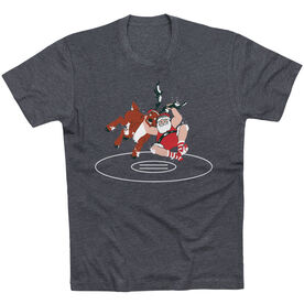 Wrestling T-Shirt Short Sleeve - Wrestling Reindeer [Adult Medium/Charcoal] - SS