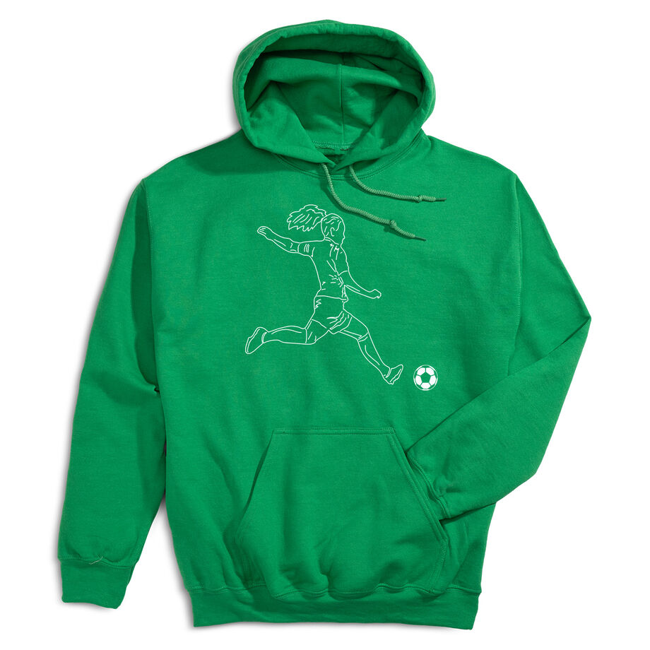 Soccer Hooded Sweatshirt - Soccer Girl Player Sketch - Personalization Image