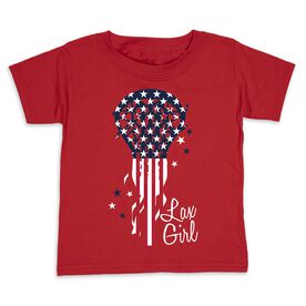 Girls Lacrosse Toddler Short Sleeve Tee - Patriotic Lax Girl