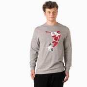 Guys Lacrosse Tshirt Long Sleeve - Santa Laxer