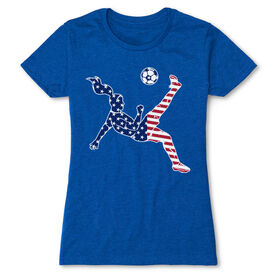 Soccer Women's Everyday Tee - Girls Soccer Stars and Stripes Player